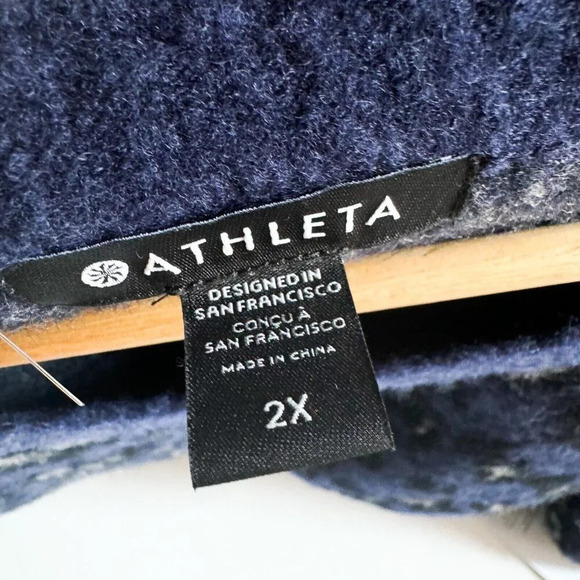Athleta Hawthorn Textured Wool Blend Animal Print Pullover Blue 2X - Picture 10 of 10